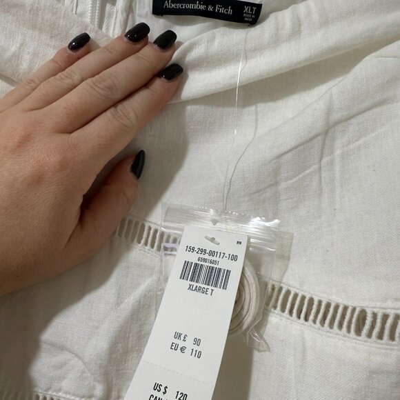 🏷 *NWT* 🤍✨ Abercrombie & Fitch Linen-Blend Strapless Midi Dress ✨🤍 - Picture 8 of 11